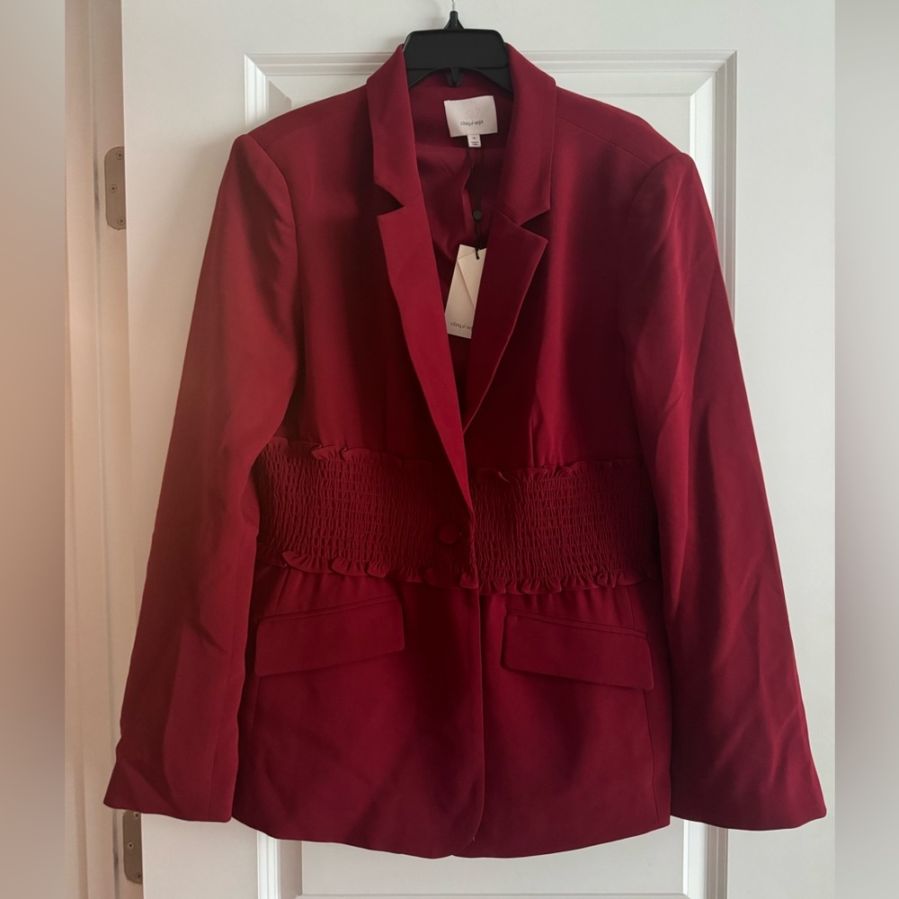 Cyndi Smocked Crepe Blazer